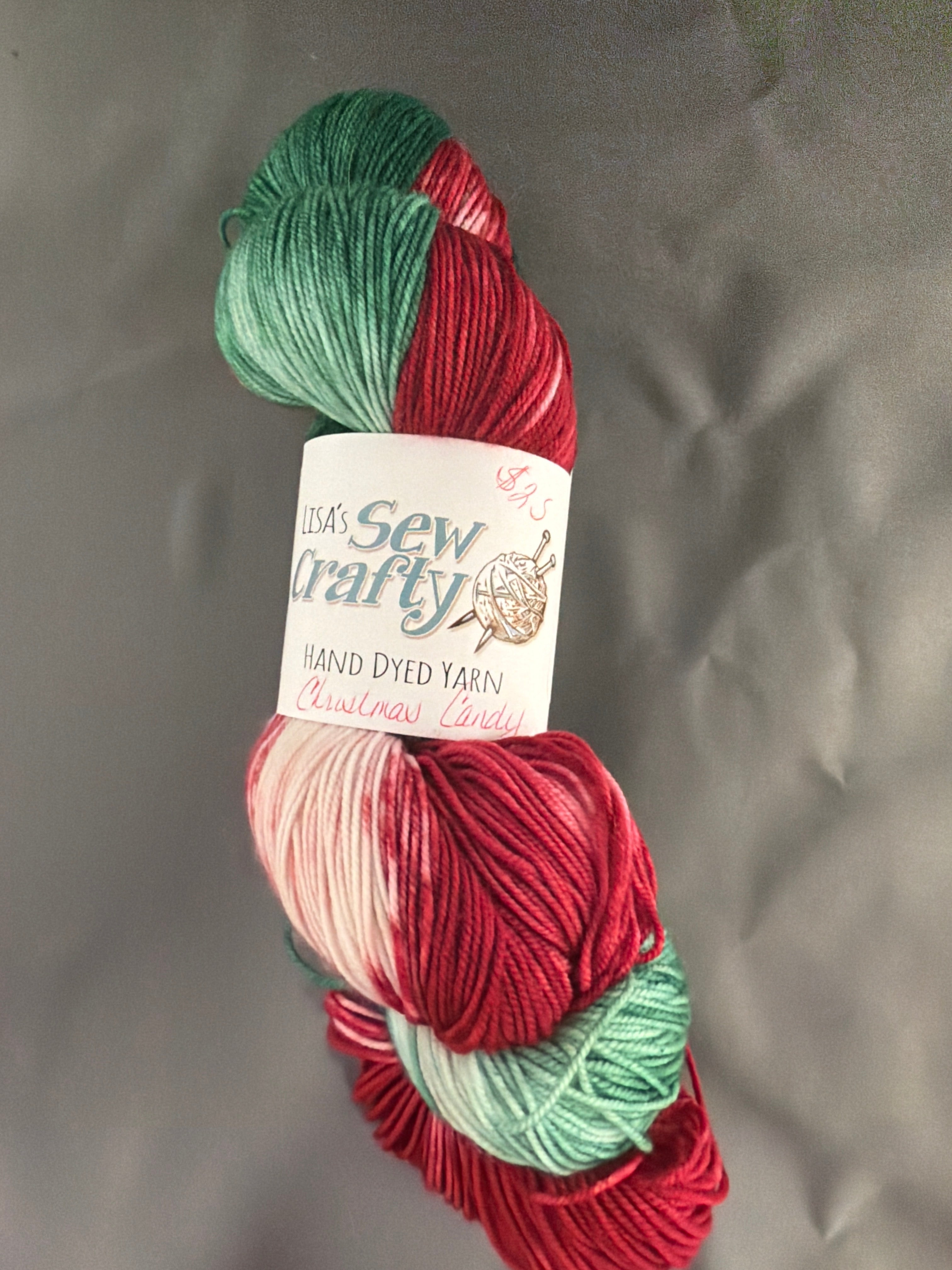 Christmas candy- hand dyed yarn