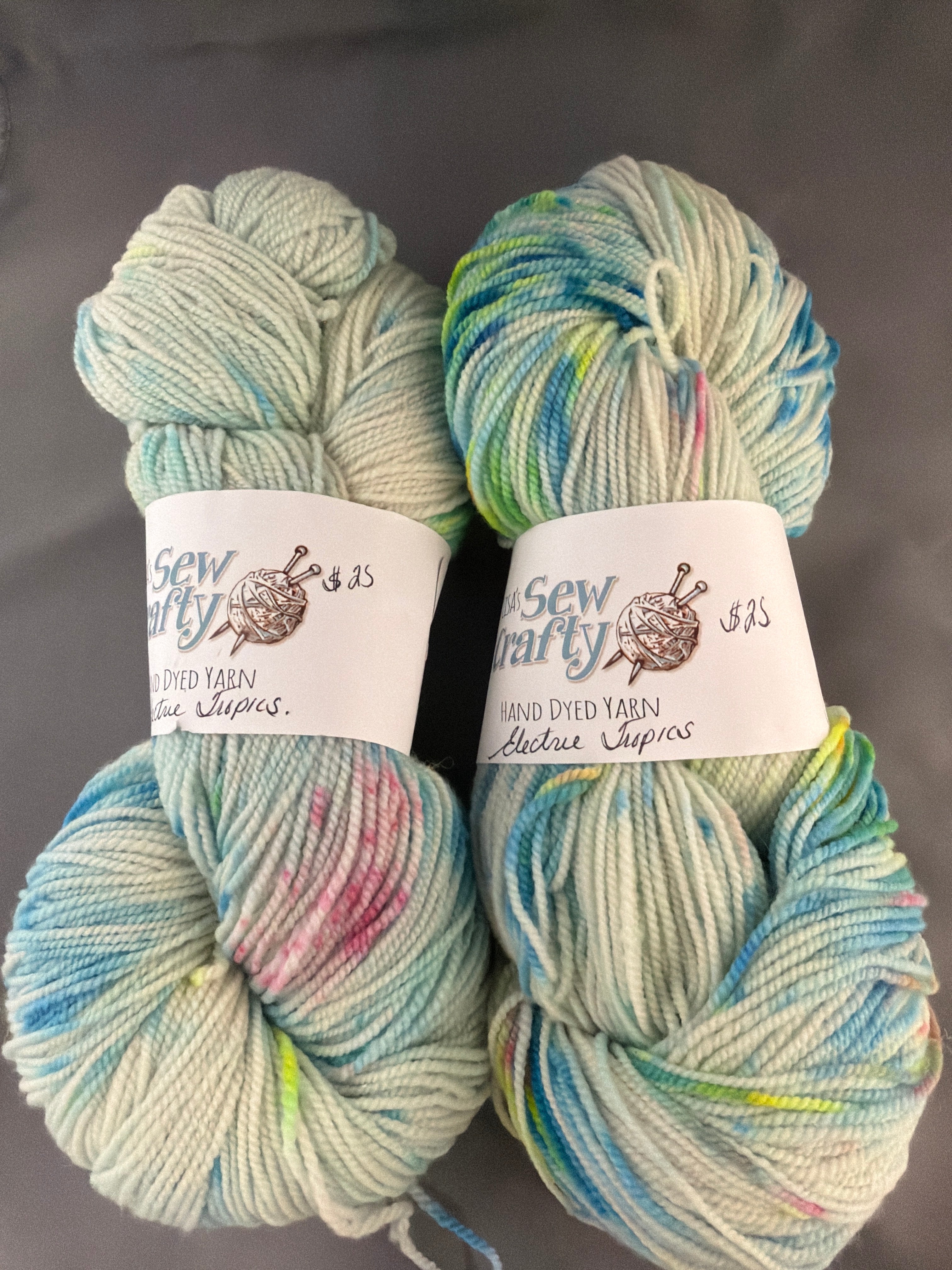 Electric tropics uv reactive hand dyed yarn