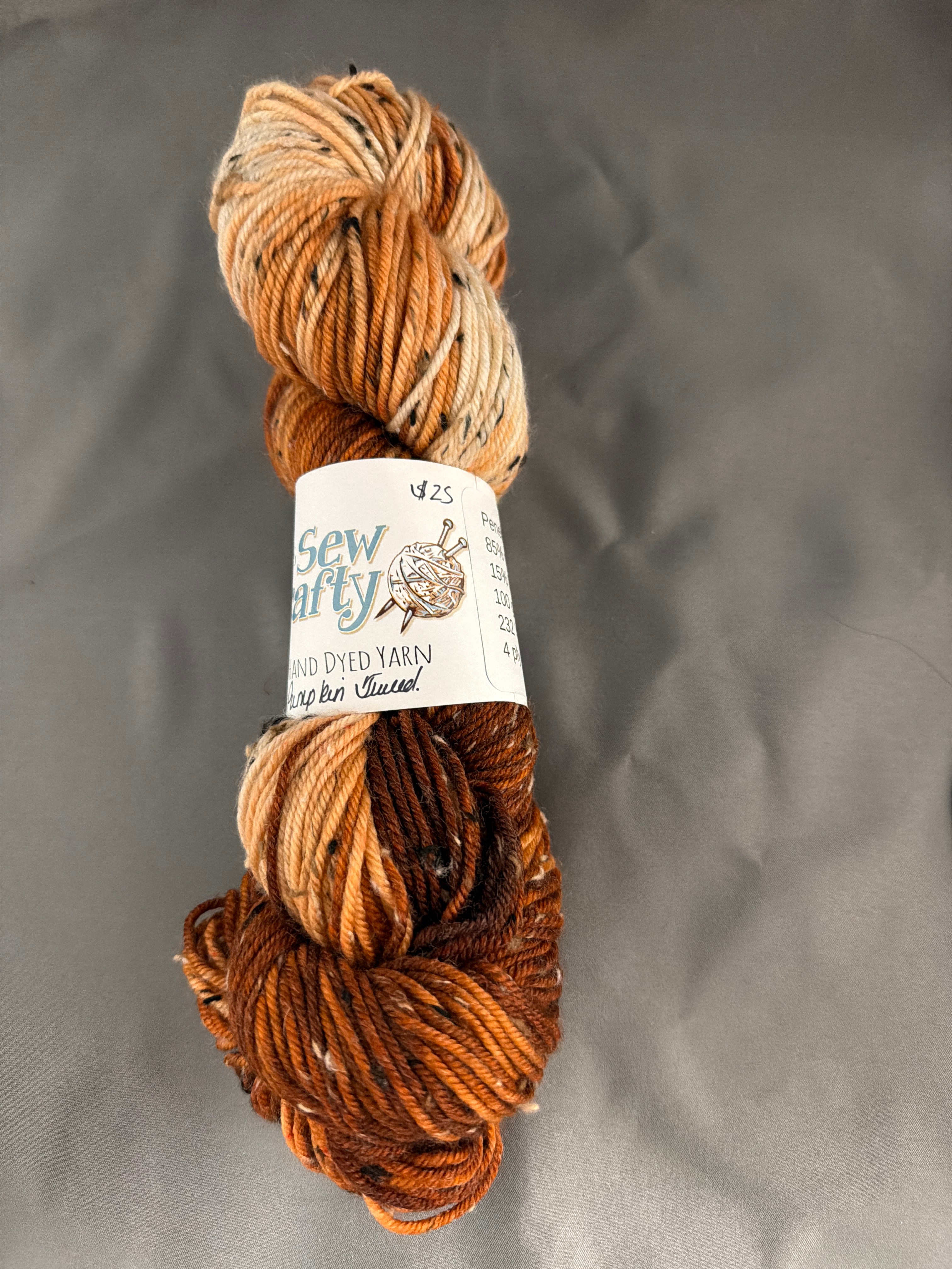 Pumpkin tweed- hand dyed yarn